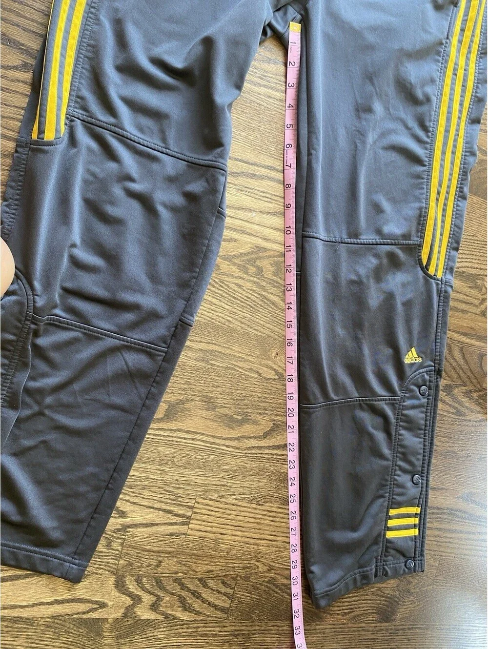 Vtg Adidas Track Pants Men’s Size L Gray & Yellow Tear Away Wide Leg Baggy Y2K